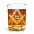 Masonic Square & Compass Glass, 7.75 oz | Etched Lowball for Freemasons