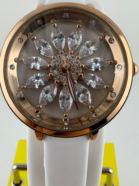 70360-Invicta Celestial Lady 34 mm w/Spinning Jeweled Dial White Band