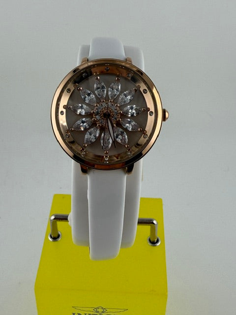 70360-Invicta Celestial Lady 34 mm w/Spinning Jeweled Dial White Band