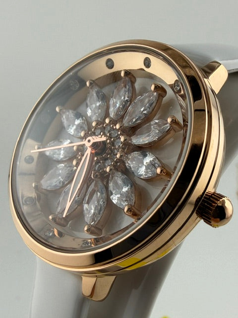 70360-Invicta Celestial Lady 34 mm w/Spinning Jeweled Dial White Band