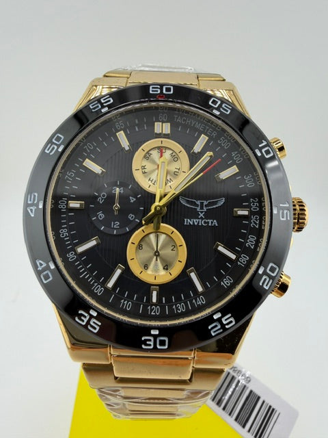 69984-Invicta S1 Rally Men's Watch Gold W/Black Dial and Black Bezel