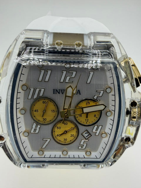 49983-Invicta S1 Rally Vortcie White Quartz Chronograph Tonneau