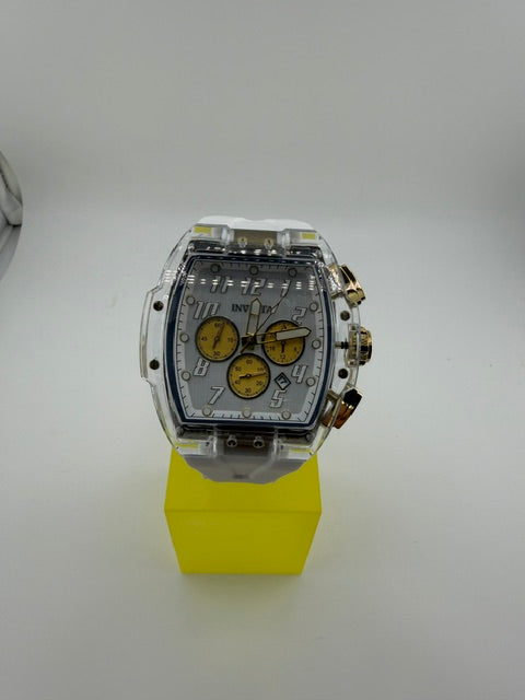 49983-Invicta S1 Rally Vortcie White Quartz Chronograph Tonneau