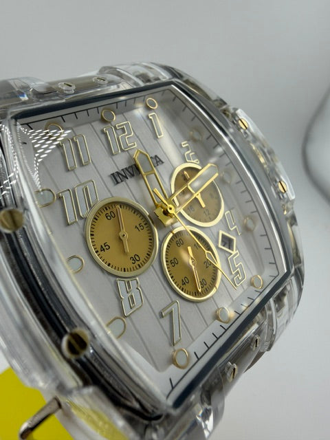 49983-Invicta S1 Rally Vortcie White Quartz Chronograph Tonneau