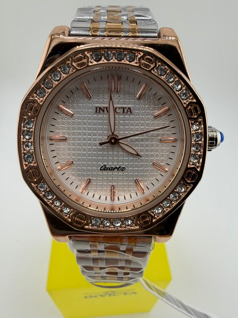 69366-Invicta Wildflower Womens Watch-Two Tone Band W/Rose Gold Jeweled Bezel