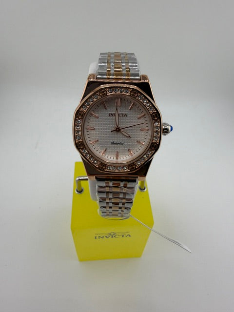 69366-Invicta Wildflower Womens Watch-Two Tone Band W/Rose Gold Jeweled Bezel