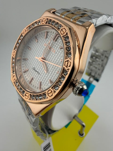 69366-Invicta Wildflower Womens Watch-Two Tone Band W/Rose Gold Jeweled Bezel
