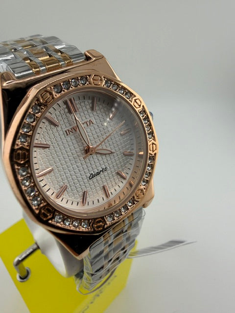 69366-Invicta Wildflower Womens Watch-Two Tone Band W/Rose Gold Jeweled Bezel