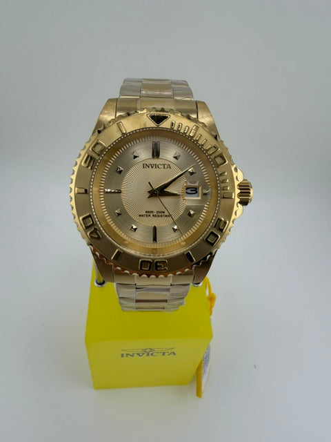 50397-Invicta Pro Diver Gold Tone, With Gold Dial Luminous hand Rotating Bezel and Date