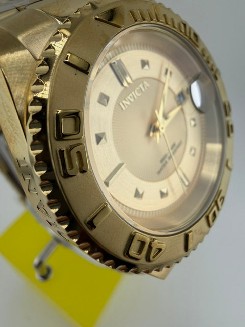 50397-Invicta Pro Diver Gold Tone, With Gold Dial Luminous hand Rotating Bezel and Date