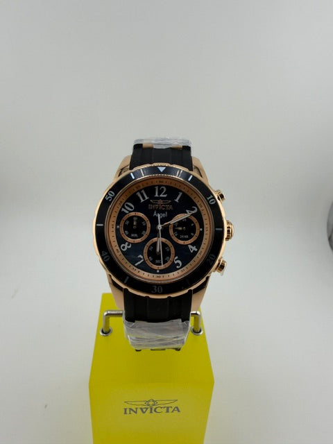 38756-Invicta Lady Angel Chronograph Black W/ Black Dial nd Rose Gold Bezel