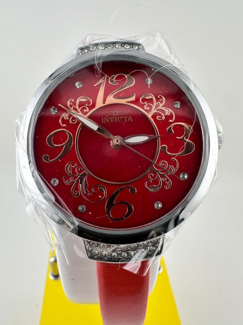 70335 - Invicta Celestial  Lady 33mm Silver Tone Case Red Metal Dial Red Band SD-006 Quartz #12