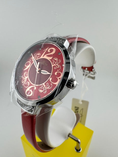 70335 - Invicta Celestial  Lady 33mm Silver Tone Case Red Metal Dial Red Band SD-006 Quartz #12