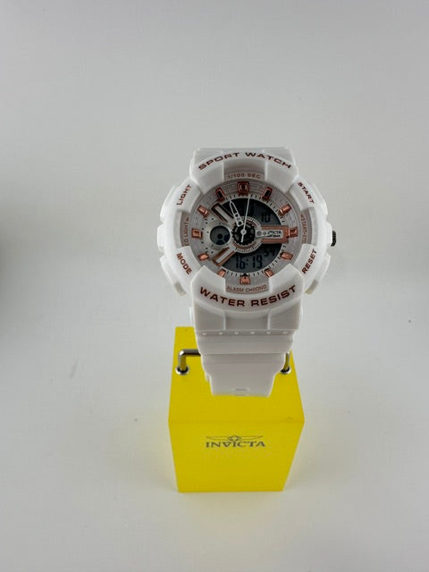 70323 - Invicta Celestial  Lady 44mm Black Tone Case White Metal Dial White Band Electronic and SD-006 Digital and Quartz #1