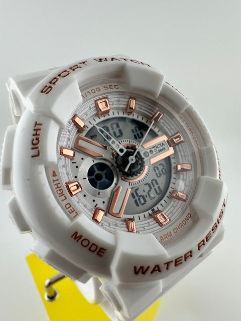 70323 - Invicta Celestial  Lady 44mm Black Tone Case White Metal Dial White Band Electronic and SD-006 Digital and Quartz #1