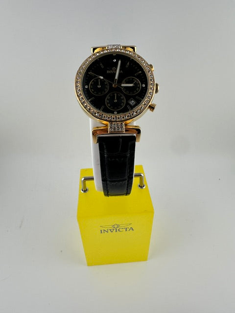 70366 - Invicta Celestial  Lady 38mm Gold Tone Case Black Metal Dial Black Band SD-007 Quartz #5