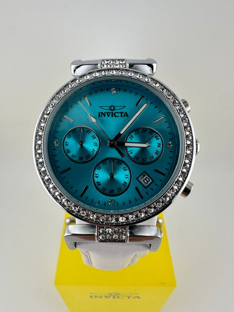 70370 - Invicta Celestial  Lady 38mm Silver Tone Case Blue Metal Dial White Band SD-007 Quartz #6