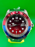 50902 - Invicta Pro Diver Men's Watch 42mm Steel Tone Case Blue+Red Metal Dial Steel Band PC32 Quartz #20