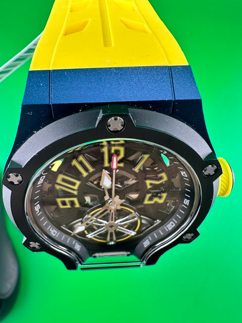 70498 - Invicta S1 Rally  Men 45mm Black and Blue Tone Case Black Metal Dial Yellow Band JX-2804 Automatic #4