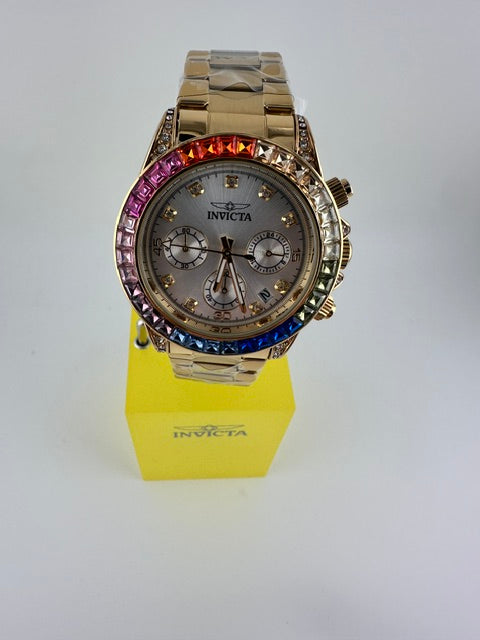70314 - Invicta Angel  Lady 42mm Gold Tone Case Gold Metal Dial Gold Band SD-007 Quartz #70