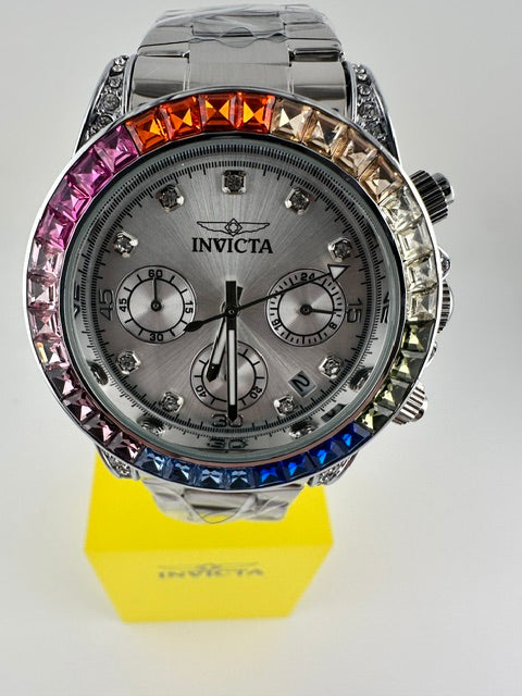 70315 - Invicta Angel  Lady 42mm Silver Tone Case Silver Metal Dial Silver Band SD-007 Quartz #100