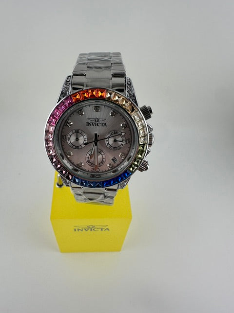 70315 - Invicta Angel  Lady 42mm Silver Tone Case Silver Metal Dial Silver Band SD-007 Quartz #100