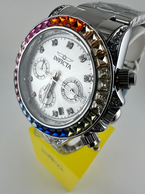 70315 - Invicta Angel  Lady 42mm Silver Tone Case Silver Metal Dial Silver Band SD-007 Quartz #100