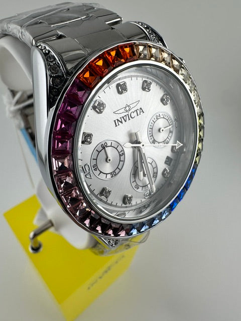 70315 - Invicta Angel  Lady 42mm Silver Tone Case Silver Metal Dial Silver Band SD-007 Quartz #100