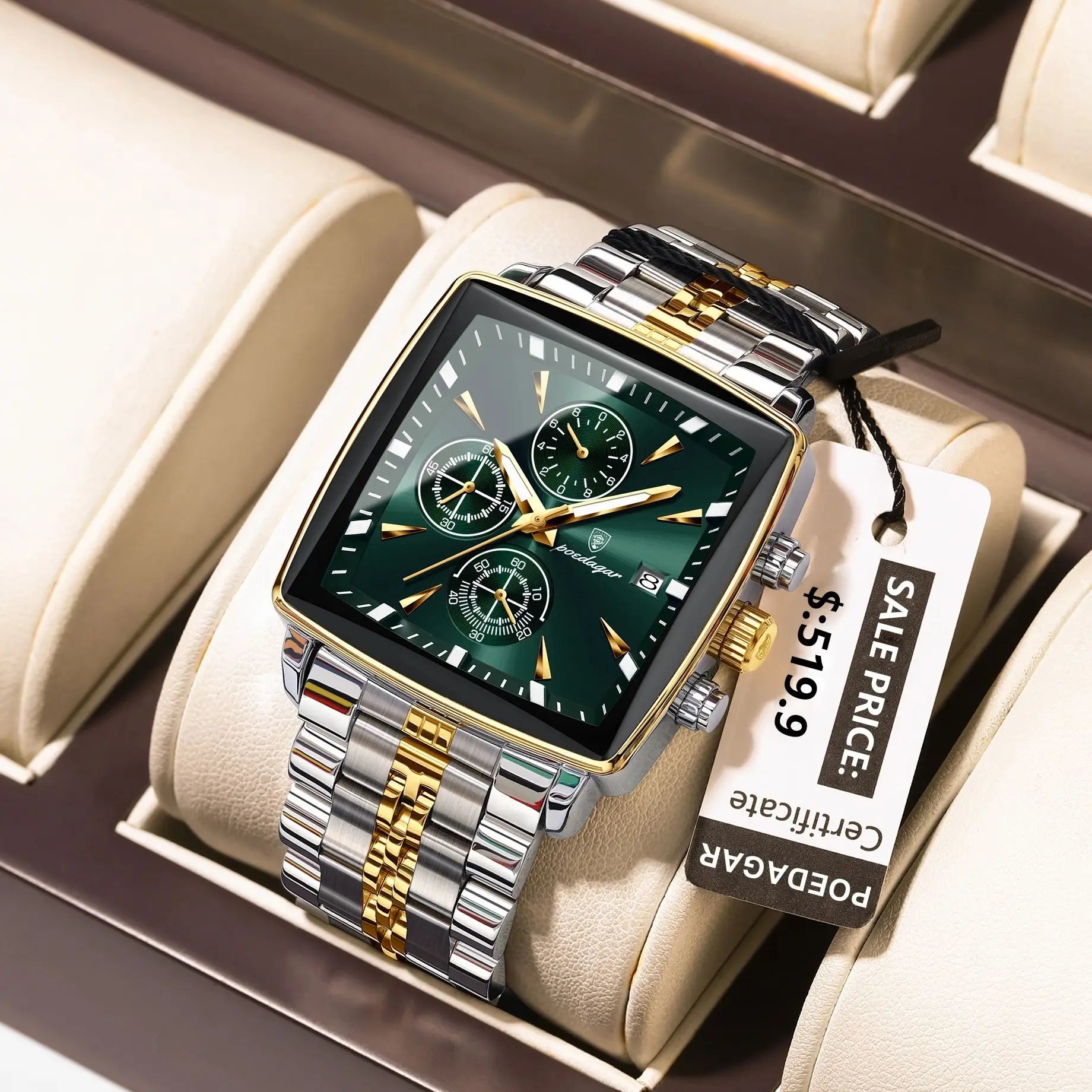 POEDAGAR Top Luxury Male Wristwatch Waterproof Luminous Stainless Steel Men Watch Chronograph Date Business Quartz Men's Watches