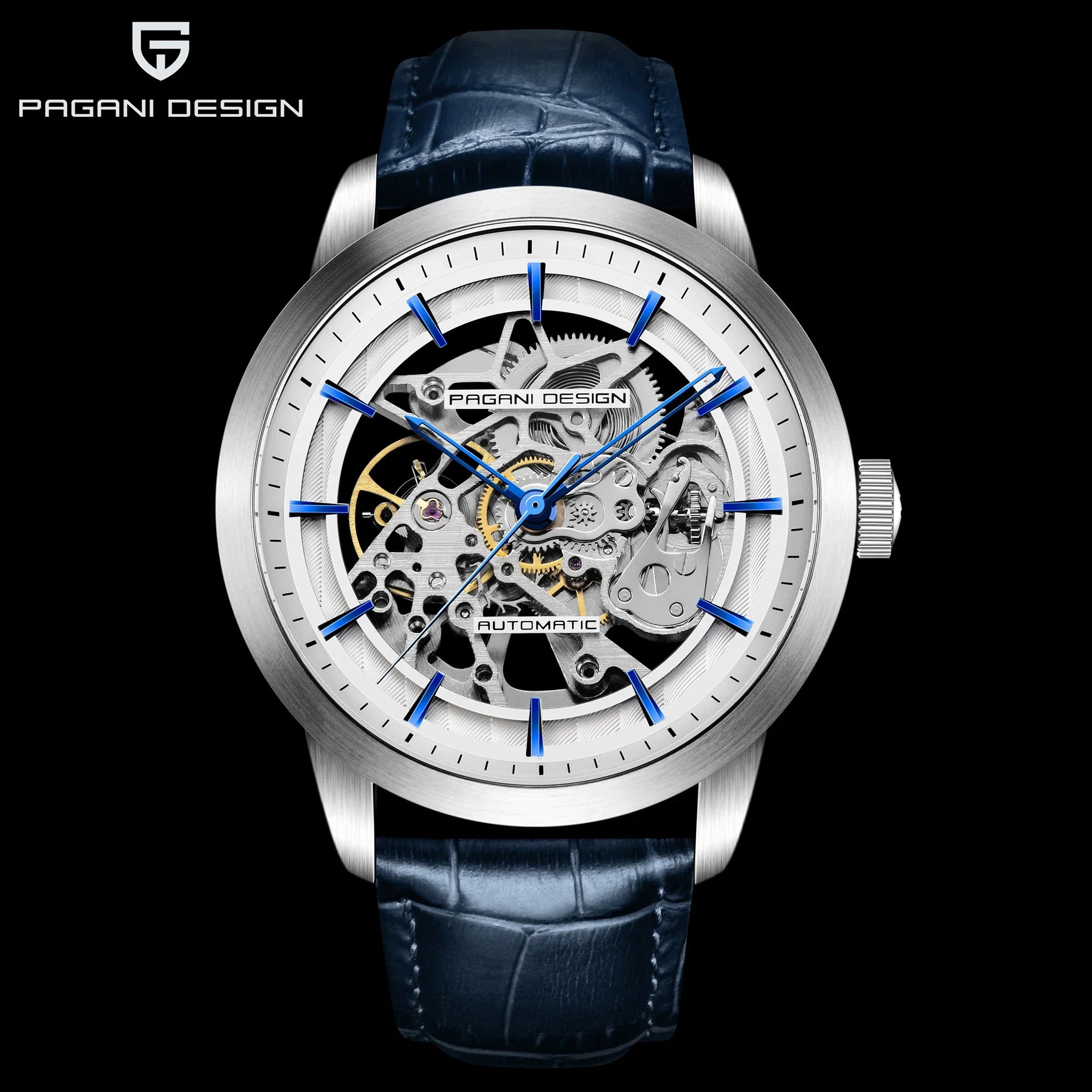PAGANI DESIGN Business Man Watch Luxury Skeleton Hollow Leather Men's Wristwatch New Mechanical Male Clock Relogio Masculino