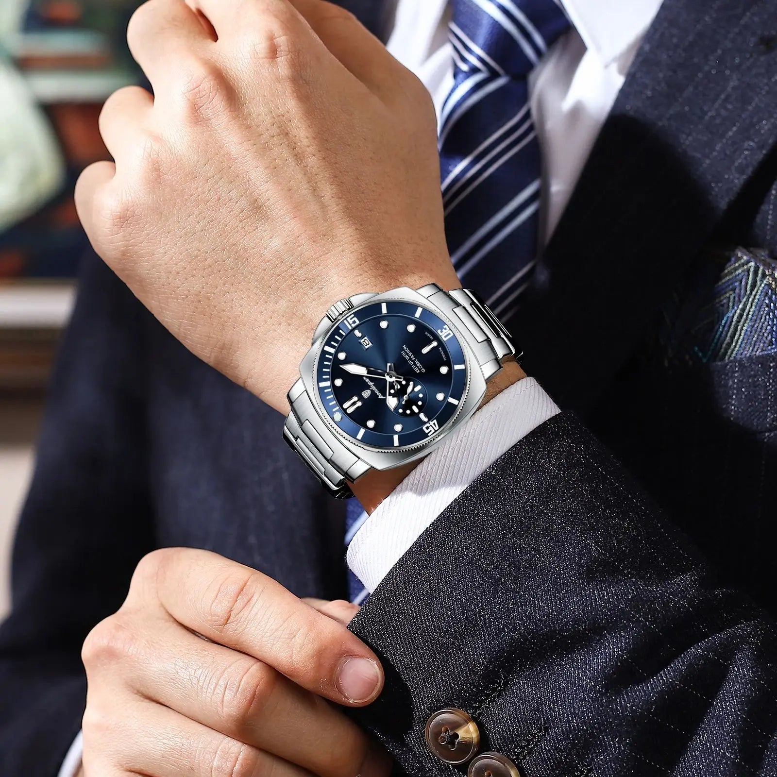 POEDAGAR Top Fashion Luxury Watch For Men Waterproof Luminous Date Men's Watches Stainless Steel Business Quartz Male Wristwatch
