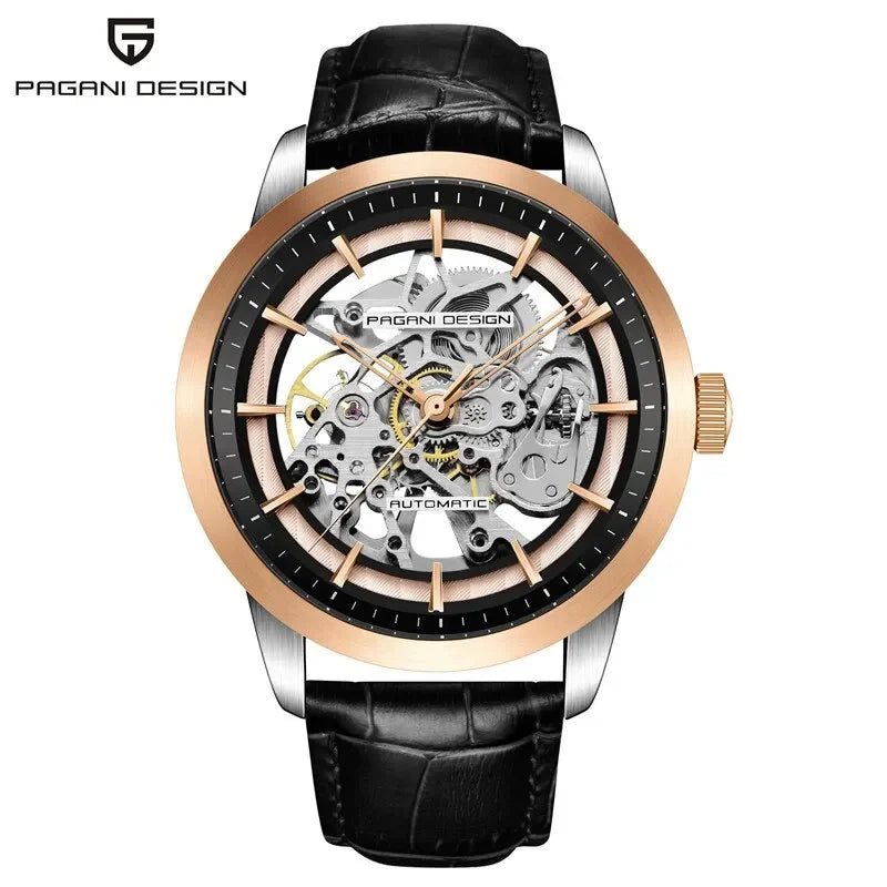 PAGANI DESIGN Business Man Watch Luxury Skeleton Hollow Leather Men's Wristwatch New Mechanical Male Clock Relogio Masculino