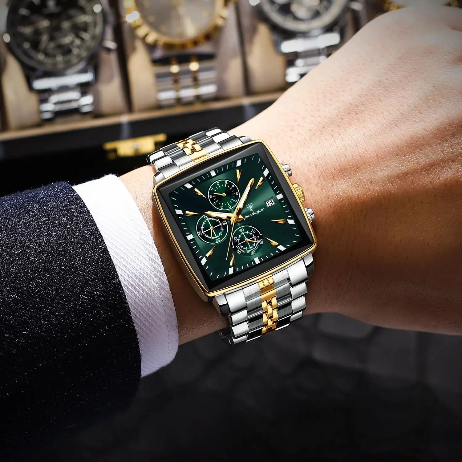POEDAGAR Top Luxury Male Wristwatch Waterproof Luminous Stainless Steel Men Watch Chronograph Date Business Quartz Men's Watches