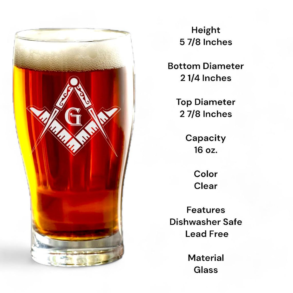 Freemason Personalized Pint Glass – Laser Engraved Masonic Lodge Gift for Men