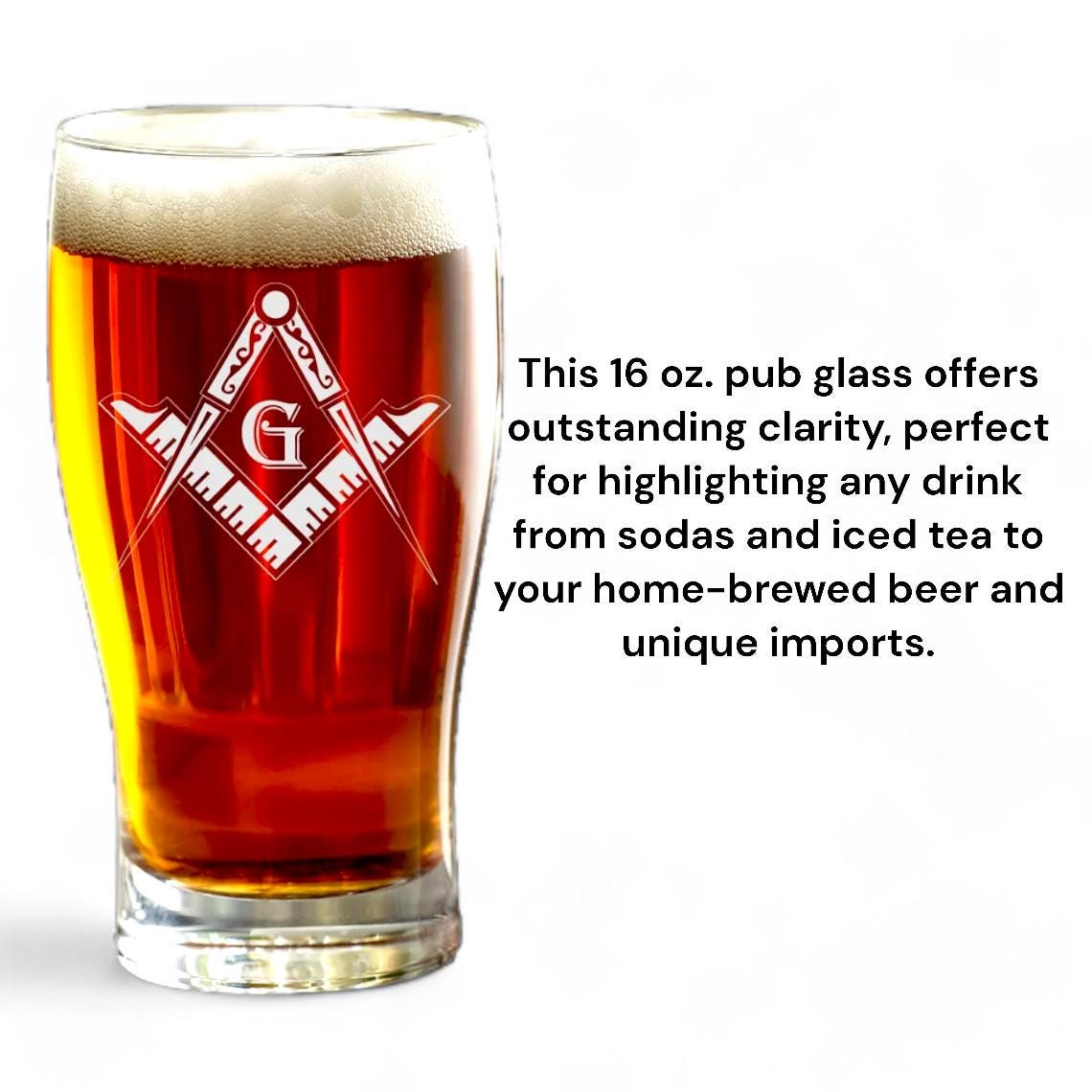 Freemason Personalized Pint Glass – Laser Engraved Masonic Lodge Gift for Men