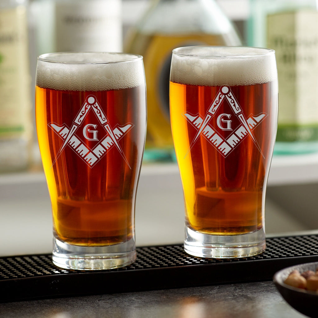 Freemason Personalized Pint Glass – Laser Engraved Masonic Lodge Gift for Men